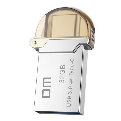 DM PD019 32GB Metal U Disk with USB 3.0 & Micro USB OTG Type-C 3.1 Dual Interfaces Flash Drive - Silver