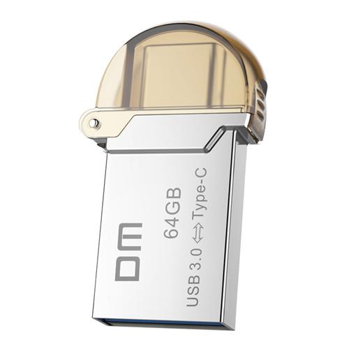 DM PD019 64GB Metal U Disk with USB 3.0 & Micro USB OTG Type-C 3.1 Dual Interfaces Flash Drive - Silver